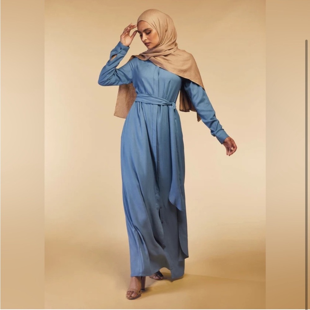 NWT Aab Collection Box Pleated Maxi Dress Sz L 58 inches long